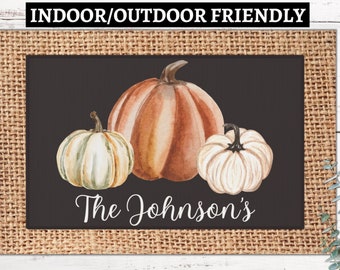 Custom Name Fall Pumpkin Rug | Fall Doormat | Welcome Mat | Cute Pumpkin Fall Door Mat | Fall Autumn Decor Gift | Pumpkin Welcome Mat Fall