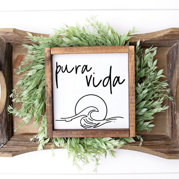 Pura Vida Sign, Summer Sign Decor, Beach Decor Sign, Beach house Decor, Pura Vida Saying, Summer Beach House Decor Sign, Wooden Summer Sign