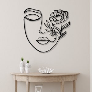 Woman Face Line Art Metal Sign, Minimalist Wall Art, Metal Wall Decor, Metal Wall Art, Living Room Decor Strong Woman Decor, METOPEDIA