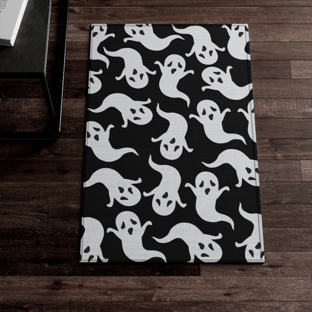 Halloween Ghost Rug Tik Tok Viral Black and White Rug - Etsy