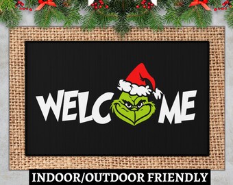 Welcome Grinch Door Mat, Grinch Christmas Decorations - Funny Christmas Doormat - Funny Welcome Mat - Grinch Christmas - The Grinch Decor