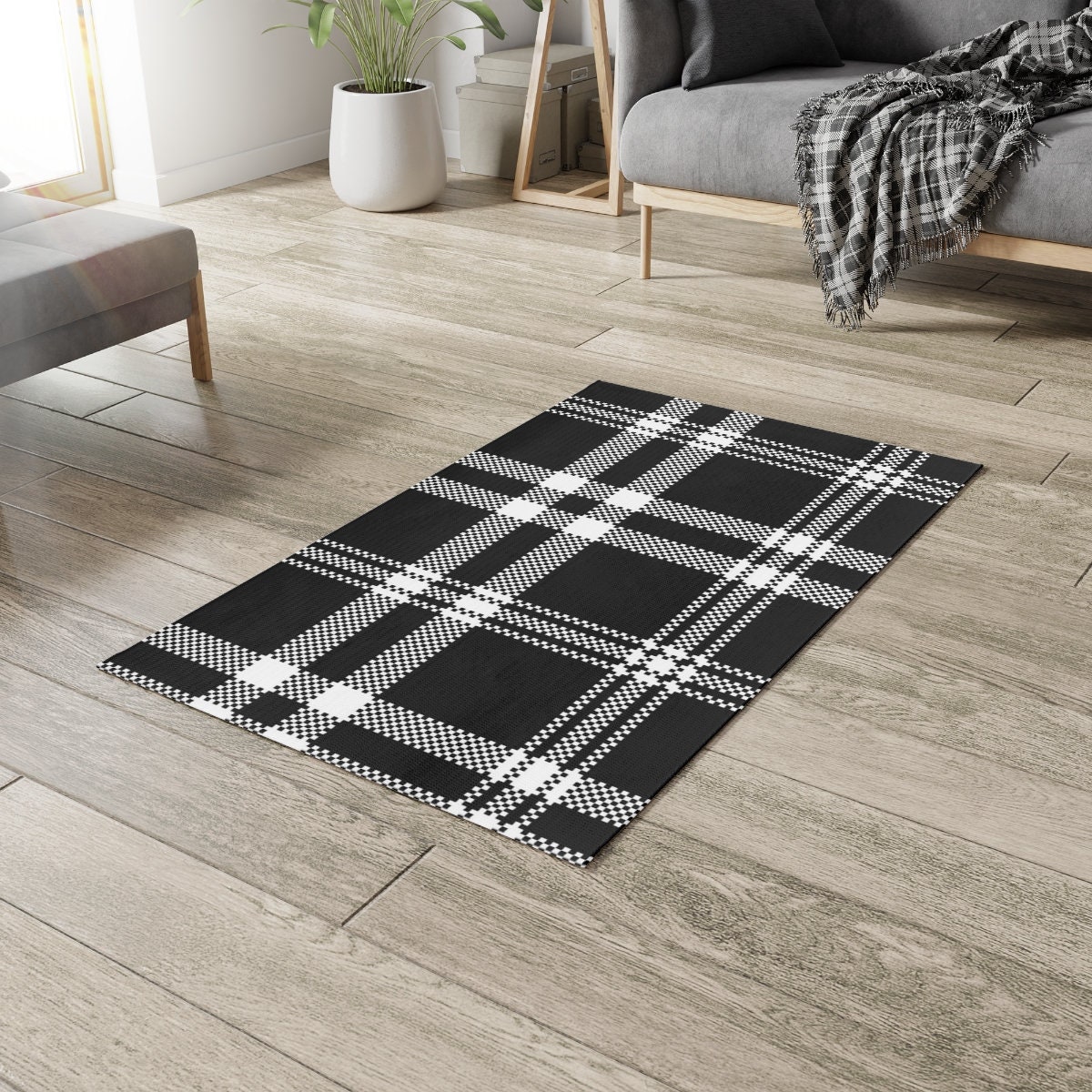 Checkered Rug Front Door Mat Layering Rug Buffalo Check Etsy