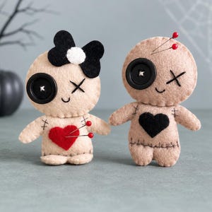 Halloween Voodoo Dolls Felt Sewing Pattern: Easy DIY Ornament Set (PDF SVG)