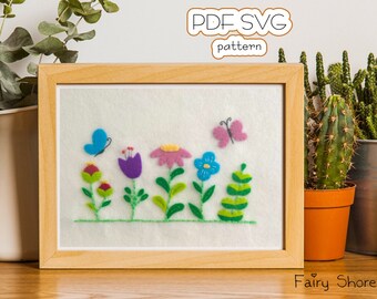 Felt Flower Garden Embroidery Pattern: DIY Floral Wall Art (PDF & SVG)