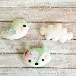 PDF SVG Baby Mobile felt ornaments hand Sewing Pattern - Fox, Bird, Cloud, Nursery Decor, Baby Garland, DIY Stroller Chain, Felt Animals