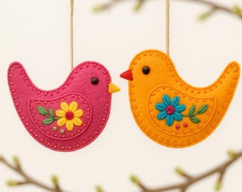 Filz Vogel Ornament Schnittmuster: DIY Embroidery Decor (PDF & SVG)