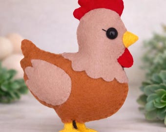 Chicken Felt Sewing Pattern: Beginner friendly DIY Farmhouse Decor (PDF, SVG)
