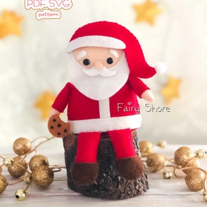 Santa Claus Felt Sewing Pattern: DIY Christmas Ornament (PDF, SVG)