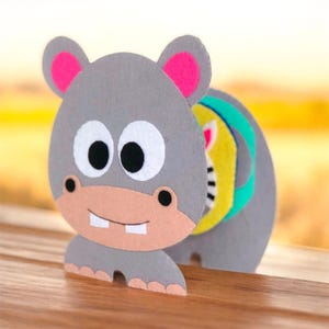 Felt Hippo Jungle Animal Quiet Book PDF SVG hand sewing Pattern - Lion, Tiger, Monkey, Zebra, Elephant, Giraffe, Easy DIY Felt Book, nursery
