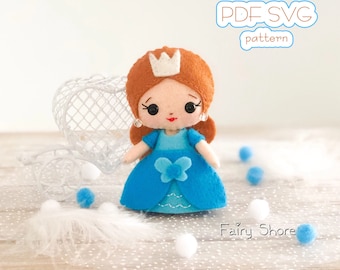 Felt Princess Doll Sewing Pattern: DIY Toy, Baby Mobile (PDF & SVG)