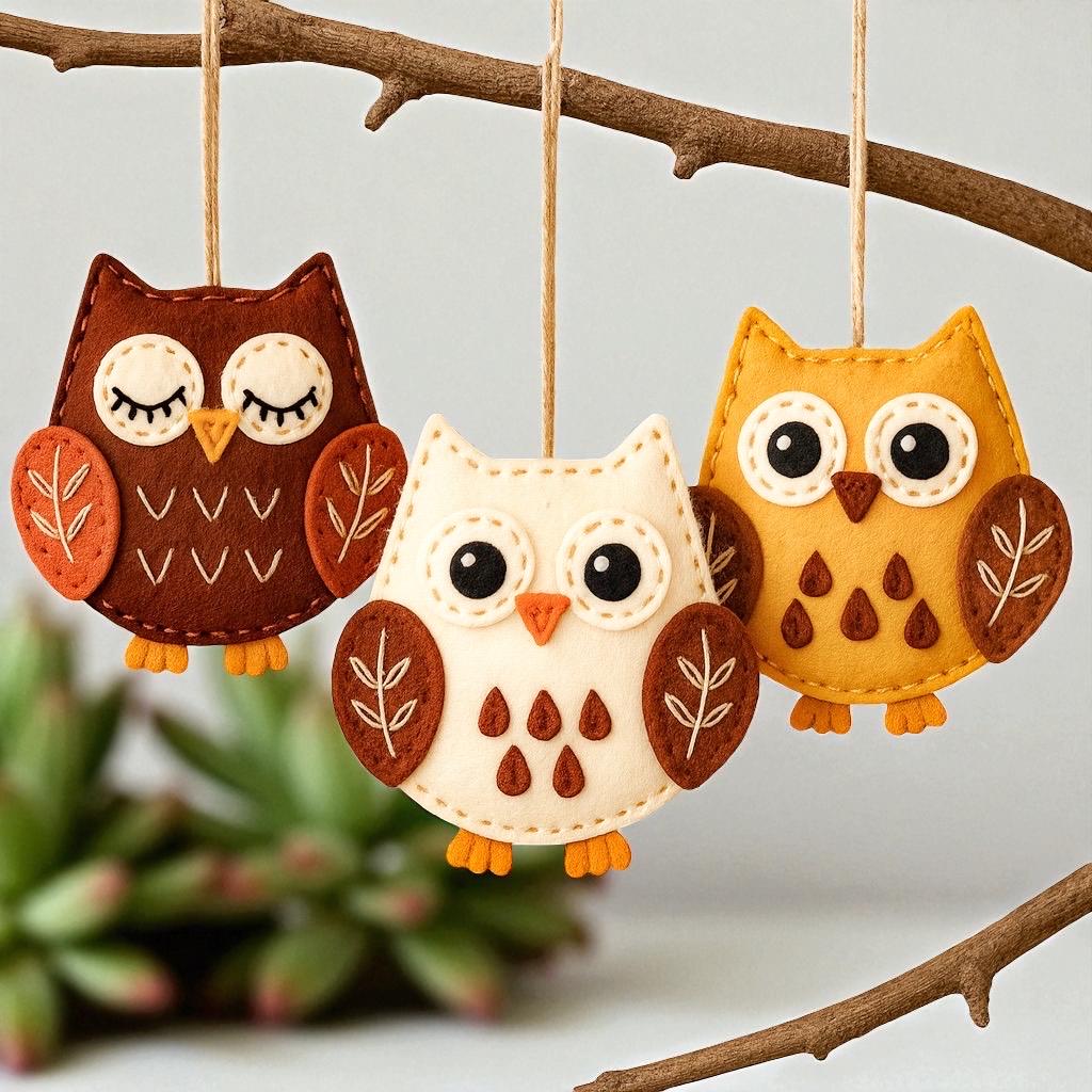 Felt Autumn Owl Sewing Pattern: DIY Woodland Ornaments (PDF with SVG Files)