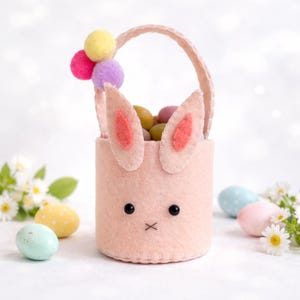 Easter Bunny Basket Felt Sewing Pattern: DIY Spring Decor (PDF and SVG)