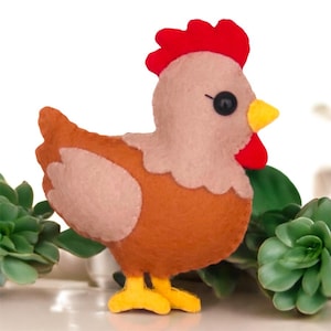 Felt Chicken PDF SVG hand sewing Pattern, DIY Farm Animal, Easy Hen, Cricut, Farmhouse Decor, Handmade Easter Spring Toy, Kids Craft idea