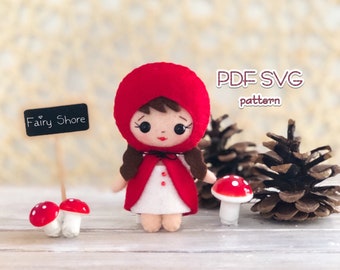 赤ずきんちゃんフェルト人形の縫製パターン：DIYクラフト（PDF & SVG