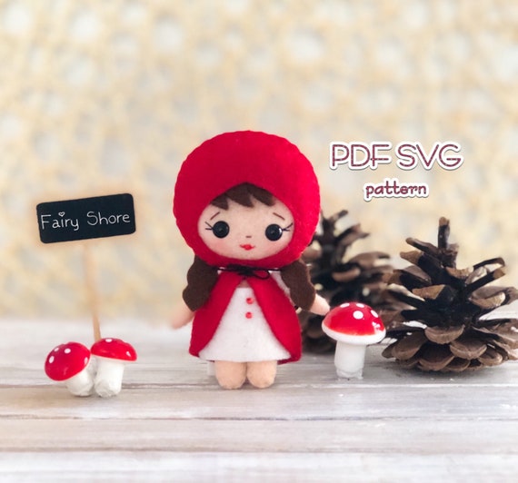 あかずきん フェルト人形セット 赤ずきんちゃんフェルト人形の縫製パターン：DIYクラフト（PDF & SVG