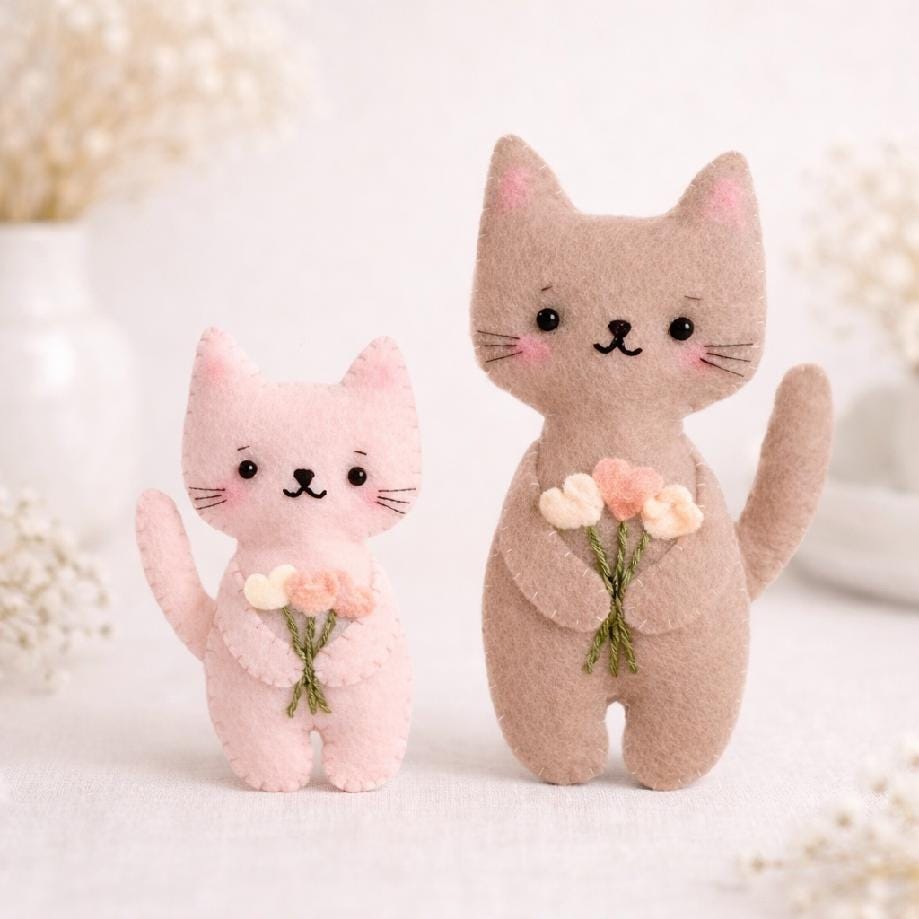 Simple Cat Plus Pattern Easy Felt Cat Sewing Pattern PDF SVG, Beginner Friendly Cat Plush ...