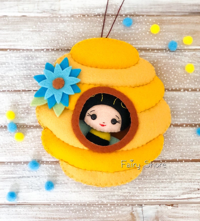 Bee and Beehive Felt Hand Sewing Pattern PDF SVG DIY Cute Toy