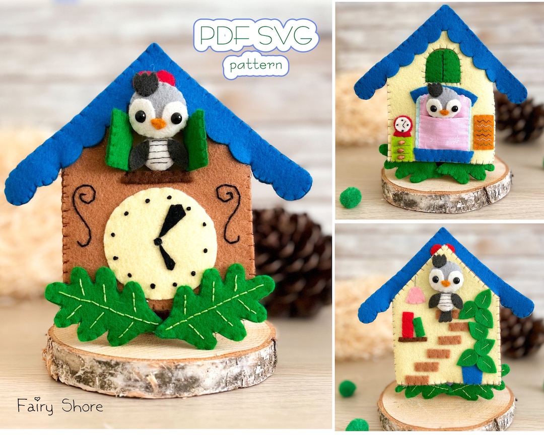 DIY Felt Cuckoo Clock Quiet Book PDF Pattern With Adorable Tiny Cuckoo