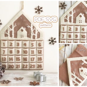 Christmas Advent calendar felt sewing pattern, PDF SVG pattern, easy pattern, DIY, pattern for cricut