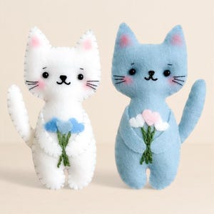 Felt Cat Sewing Pattern: Kawaii Kitty Ornament (PDF & SVG)