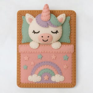 Filz Einhorn und Bett Schnittmuster - PDF & SVG - Einfache Plüschtier Anleitung - DIY Filz Handwerk - Digitaler Download - Geschenkidee für Kinder
