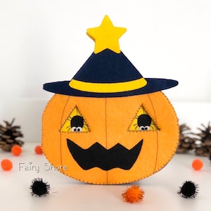 Halloween PDF Felt Doll and Quiet Book Pattern, Pumpkin House Book with Witch, DIY Felt Sewing, Halloween Decoration, Easy Craft, bat, ghost