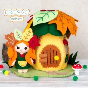 Felt Autumn Fairy House Sewing Pattern: DIY Woodland Playset (PDF & SVG)