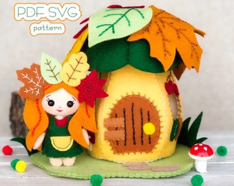 Filz-Herbst-Feenhaus Schnittmuster: DIY Waldspielset (PDF & SVG)