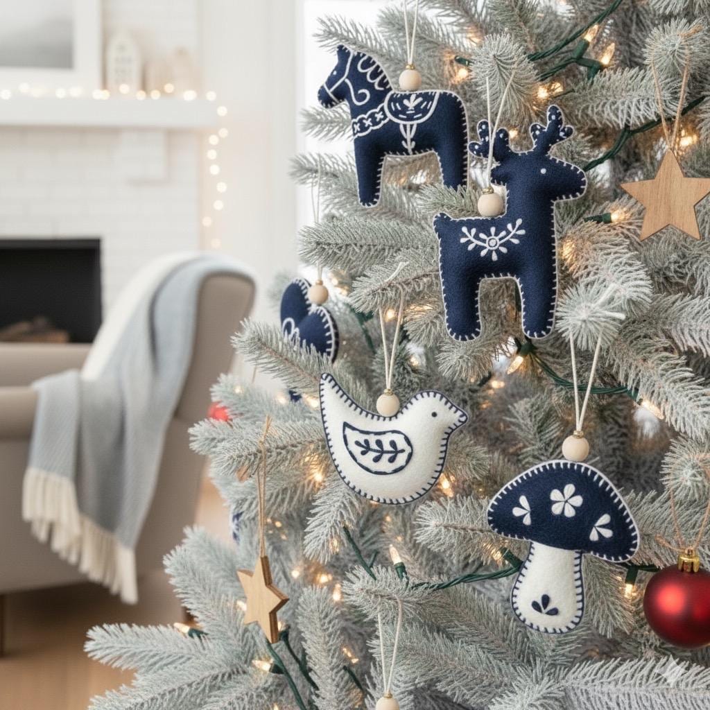 北欧風クリスマスフェルトオーナメントの縫製パターン - PDF & SVG