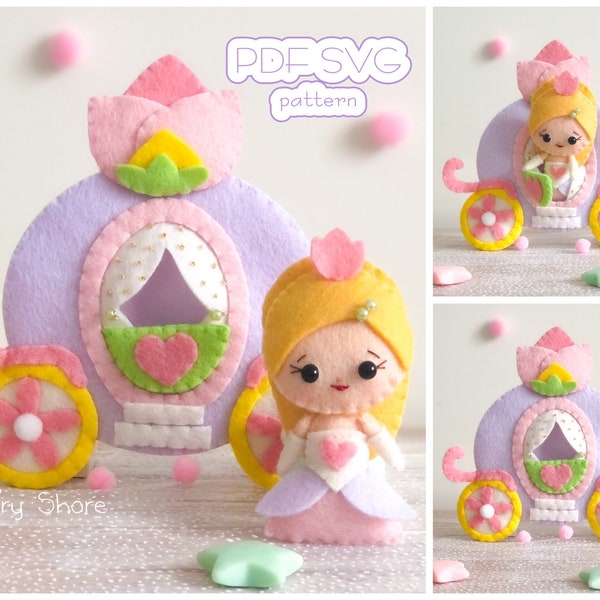 Felt Princess and Carriage - DIY PDF Pattern and SVG Files