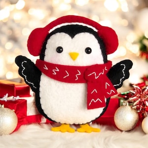 Winter Penguin Felt Ornament Sewing Pattern – PDF & SVG DIY Christmas Penguin, Easy Felt Craft, Beginner Cricut Holiday Decor, Handmade Gift