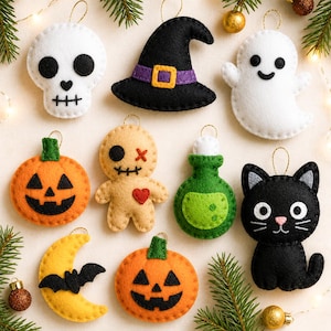 Halloween Felt Ornaments Sewing Pattern: Spooky DIY Decor (PDF and SVG Files)