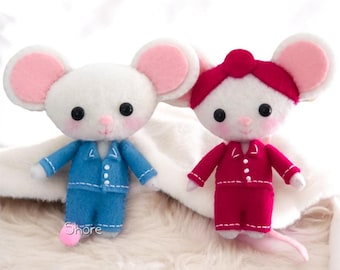 Felt Mouse Couple Sewing Pattern: DIY Felt Animals (PDF & SVG)