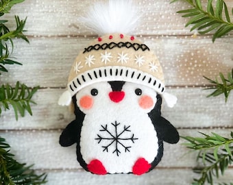 Felt Penguin Ornament Sewing Pattern: Winter Christmas DIY (PDF Pattern)