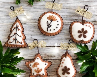 Felt Christmas Ornaments Sewing Pattern: DIY Apple, Pear, Star, Tree, Bauble (PDF and SVG)