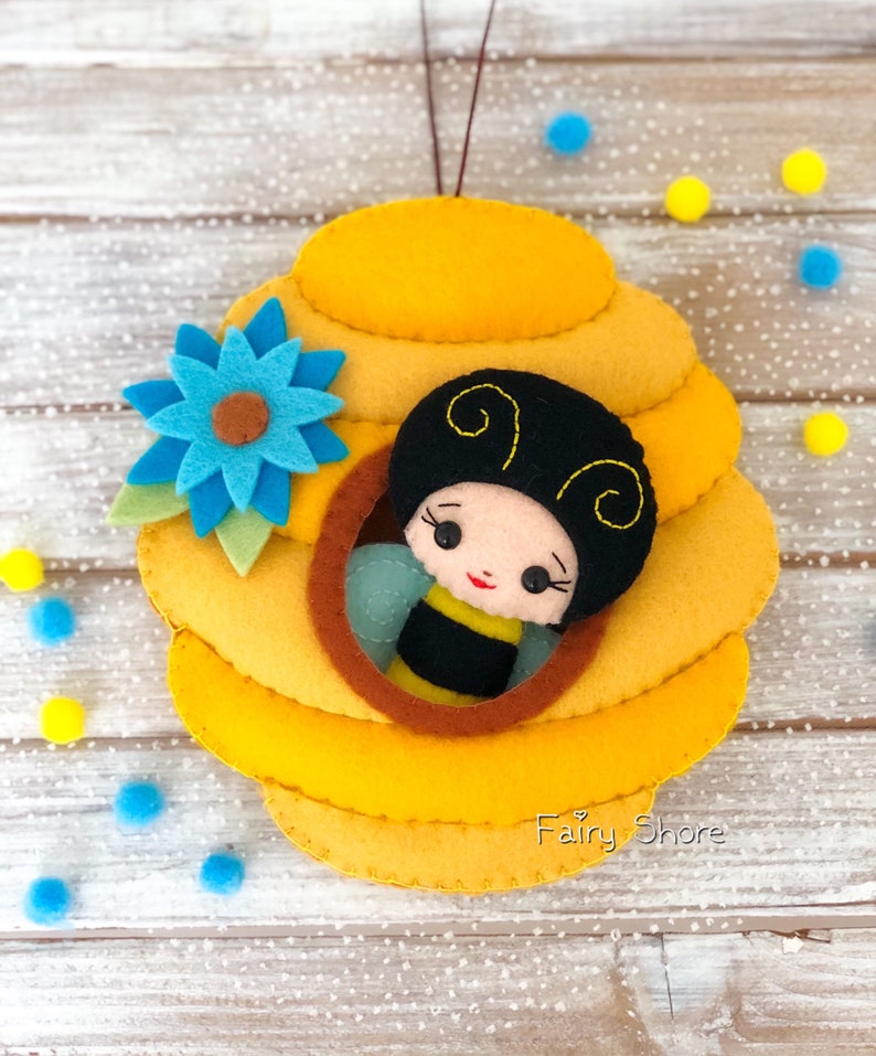 Bee and Beehive Felt Hand Sewing Pattern PDF SVG DIY Cute Toy