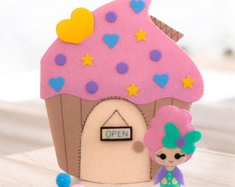 Cupcake Dollhouse Quiet Book PDF - Modello di cucito: progetto di cucito in feltro