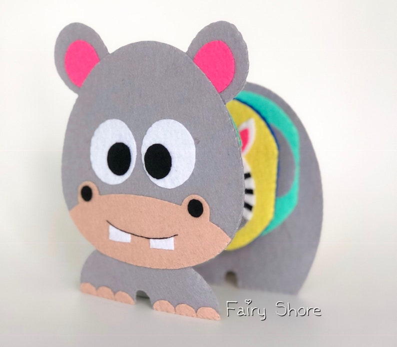 Felt Hippo Jungle Animal Quiet Book PDF SVG Hand Sewing Pattern Lion