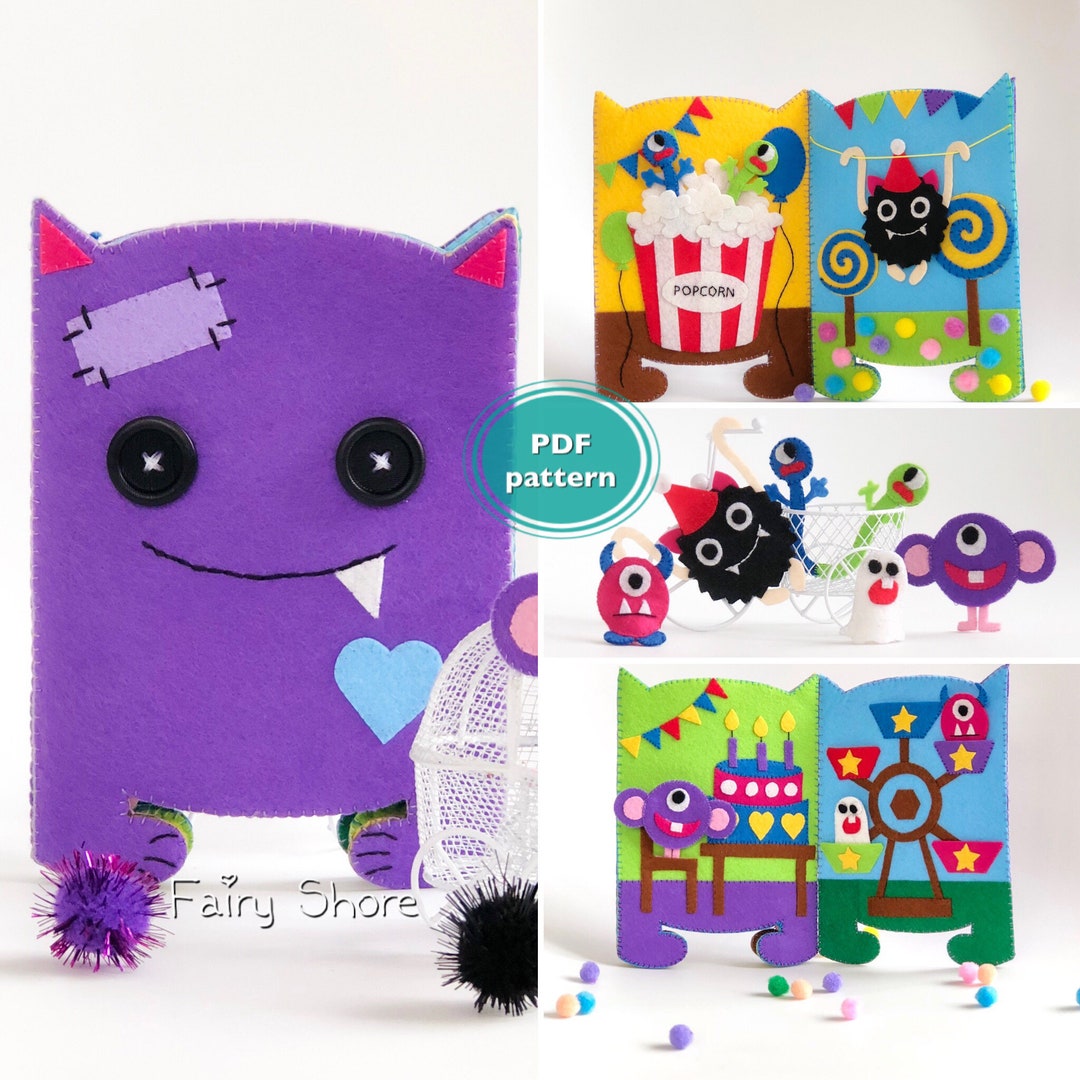Halloween Felt Quiet Book Handsewing Pattern, PDF DIY Monster Party