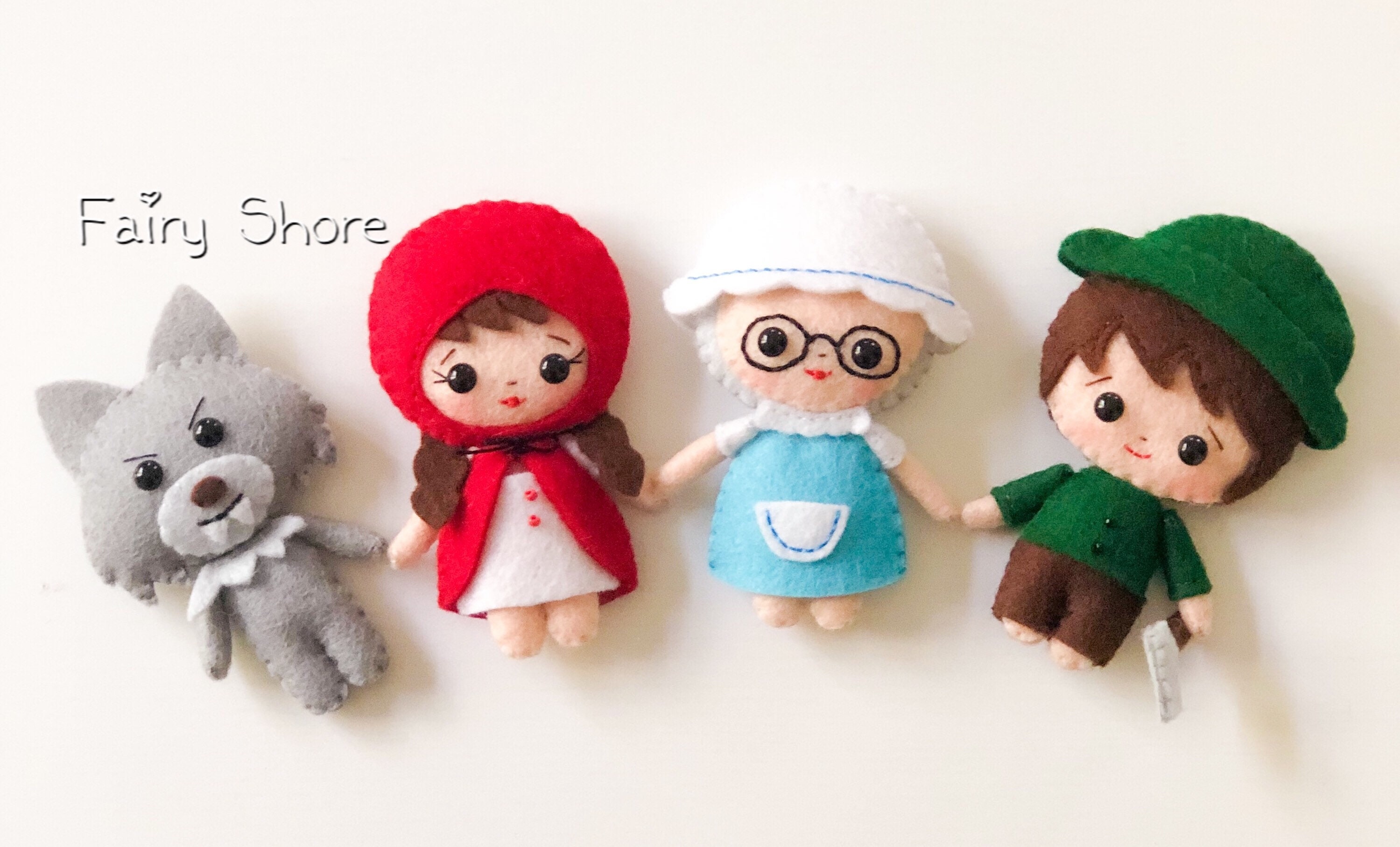 赤ずきんちゃんのフェルト人形の縫製パターン：DIY童話人形（PDF SVG