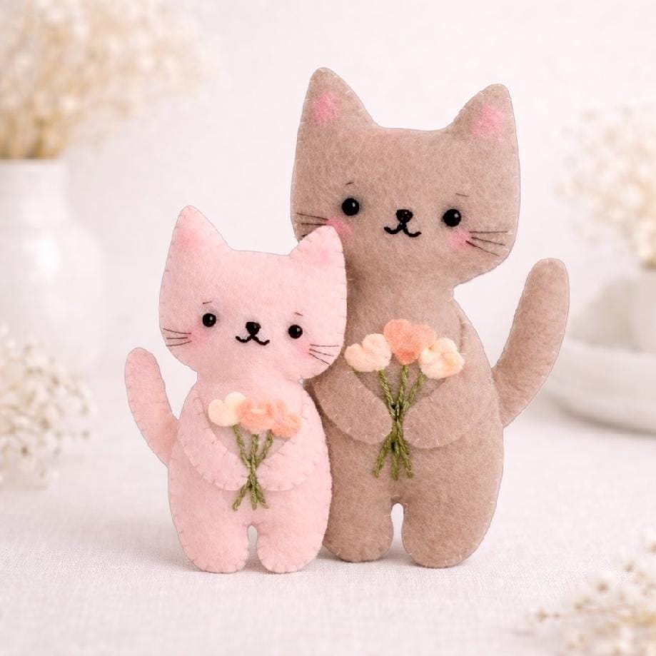 Simple Cat Plus Pattern Easy Felt Cat Sewing Pattern PDF SVG, Beginner Friendly Cat Plush ...