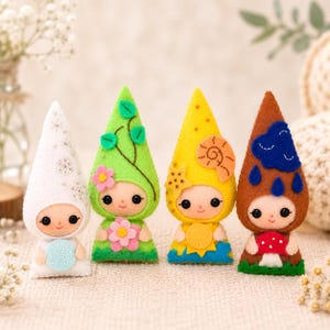 Four Seasons Gnomes Sewing Pattern, PDF & SVG Bundle, Winter Spring Summer Fall Doll