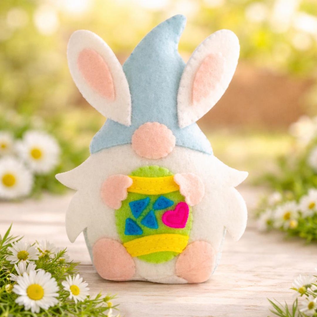 Felt Easter Bunny Gnome Sewing Pattern: DIY Spring Ornament (PDF & SVG ...