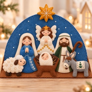 Felt Nativity Set Sewing Pattern, Manger Scene PDF and SVG for Christmas Bible Figures