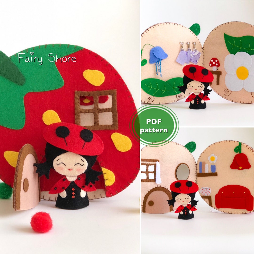 Strawberry Dollhouse Quiet Book Sewing Pattern PDF & SVG DIY Felt