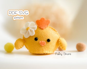 DIY Easter Chick with Flower PDF Pattern and SVG Files: Perfect Spring Decor or Gift Idea