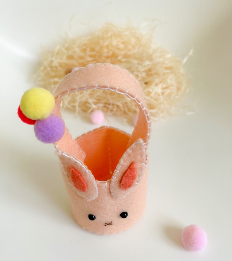 DIY Felt Easter bunny basket PDF Pattern and SVG Files: Perfect Spring Decor or Gift Idea image 4