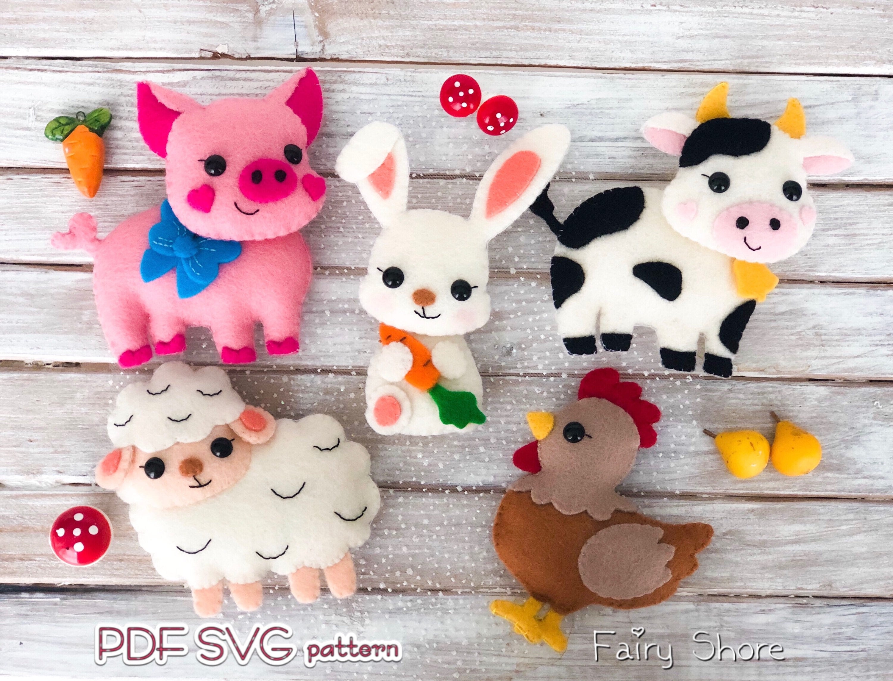 Felt Farm Animals PDF SVG Pattern Easy Cow Sheep Pig - Etsy Ireland Felt Farm Animals PDF SVG Pattern Easy Cow Sheep Pig - Etsy Ireland