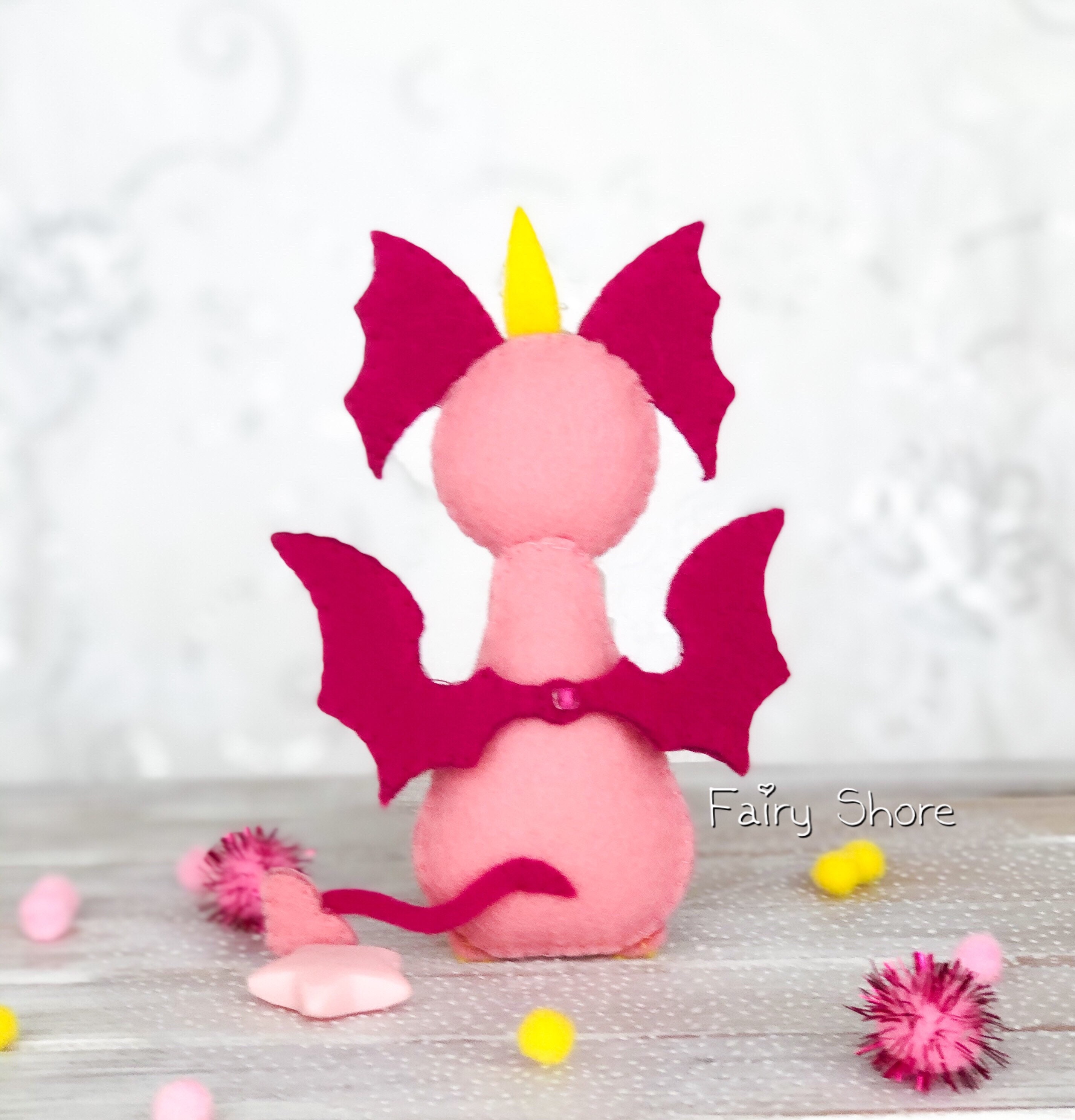 Cute Pink Dragon Felt Pattern PDF & SVG Pattern for Cricut | Etsy Australia