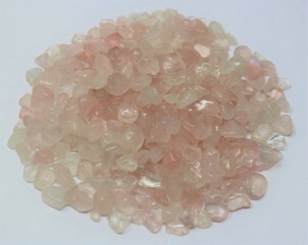 100 Natural Rose Quartz Crystal Tumbled Chips Stone Assorted Sizes Bulk Lot Set